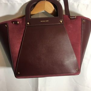 Oxblood Leather and Suede Michael Kors Clara Tote